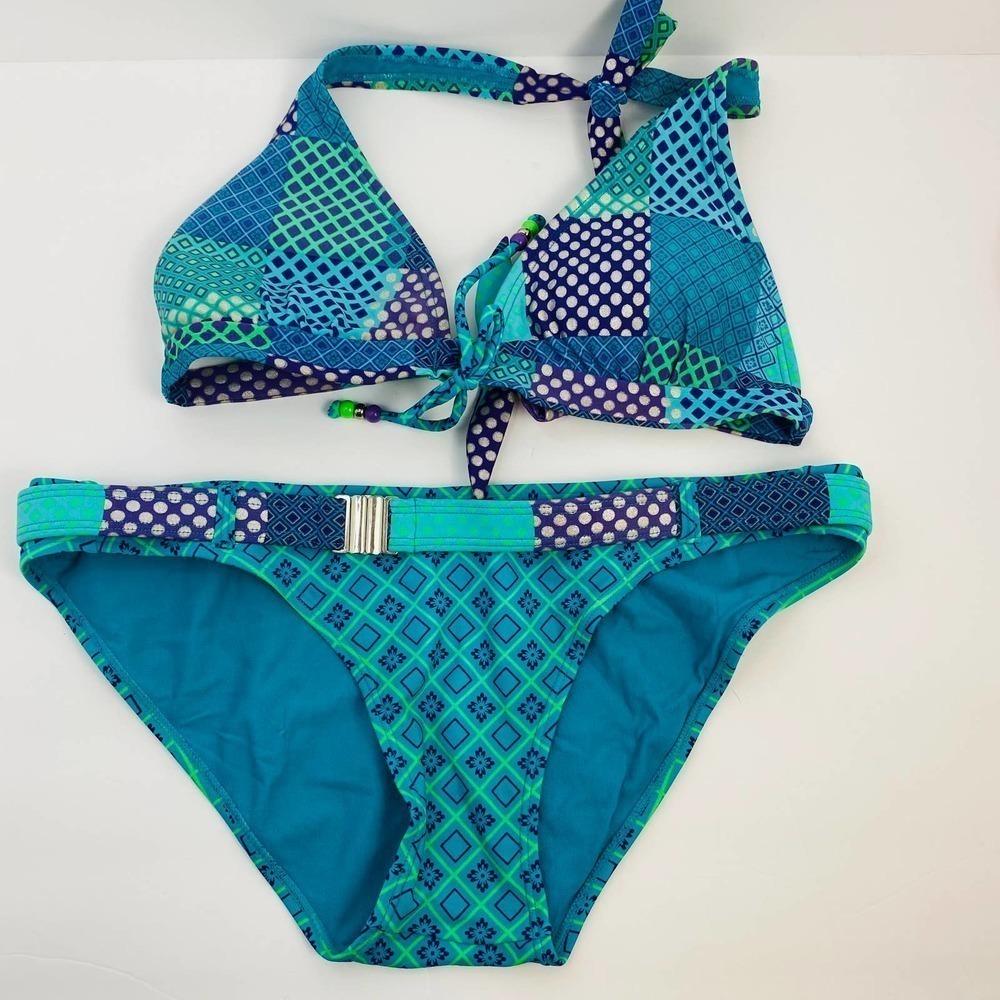 Decree Blue Quilt Pattern Bikini set